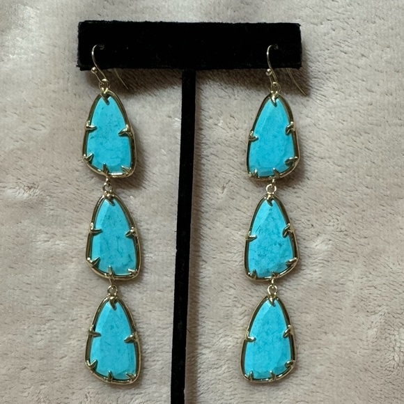 Kendra Scott Lillian Gold Drop Earrings in Turquoise - Picture 2 of 7
